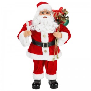 62cm Joulu Standing Santa Claus Candle Ornament Decoration Figurine Collection Fabric Holiday Festival Xmas Pehmo