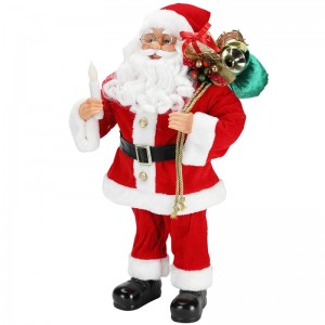 62cm Joulu Standing Santa Claus Candle Ornament Decoration Figurine Collection Fabric Holiday Festival Xmas Pehmo