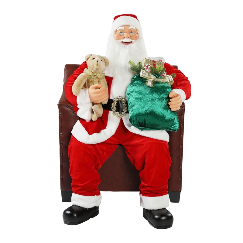 100cm joulu animoitu sohva Santa Claus Valaistus Musical Ornament Decoration Perinteinen loma Figurine Collection