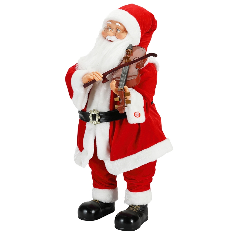 80cm Animoitu jouluvalaistus Musiikki Joulupukki, jossa viulu koriste koristelu perinteinen lomamökki
