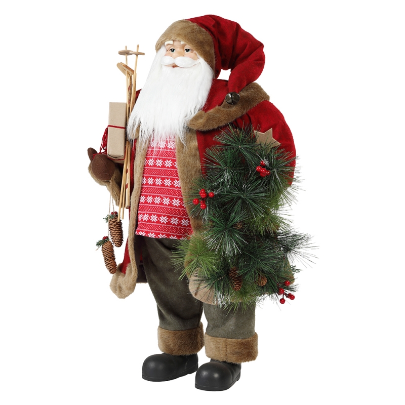 30 ~ 110cm Christmas seisoo Joulupukki, jolla on seppele ornamentti koristelu perinteinen figurine-kokoelma Xmas sarja