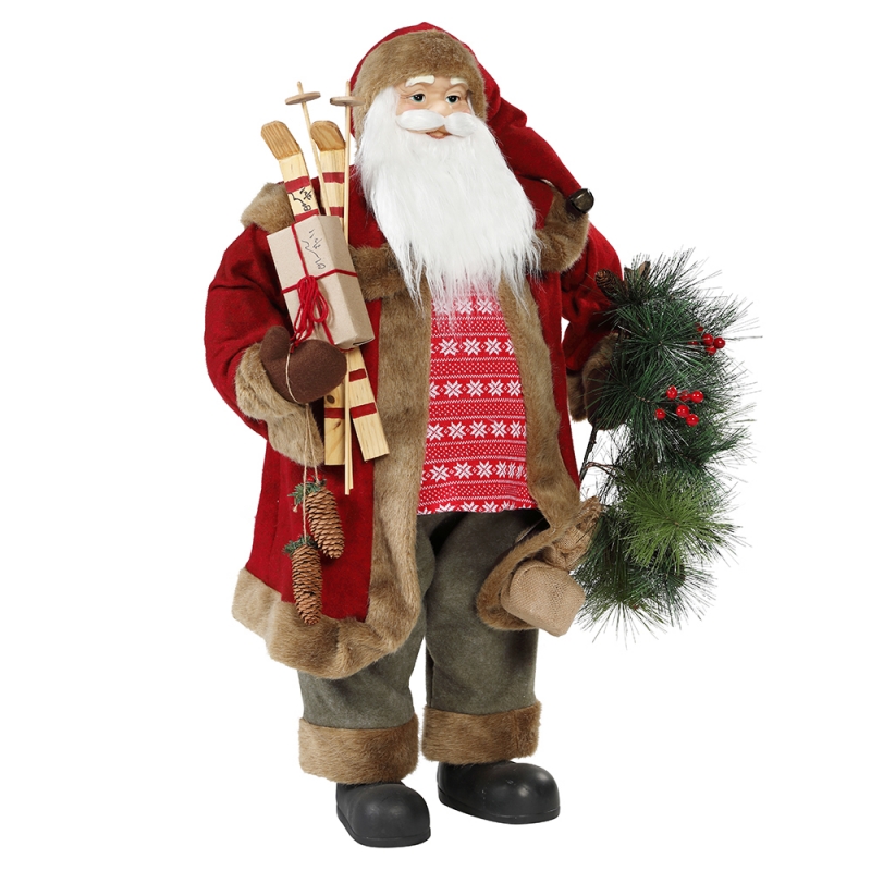 30 ~ 110cm Christmas seisoo Joulupukki, jolla on seppele ornamentti koristelu perinteinen figurine-kokoelma Xmas sarja