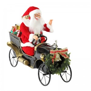 80cm animoitu joulu auto Santa Claus Valaistus Musical Ornament Decoration Holiday Figurine Collection Traditional Xmas