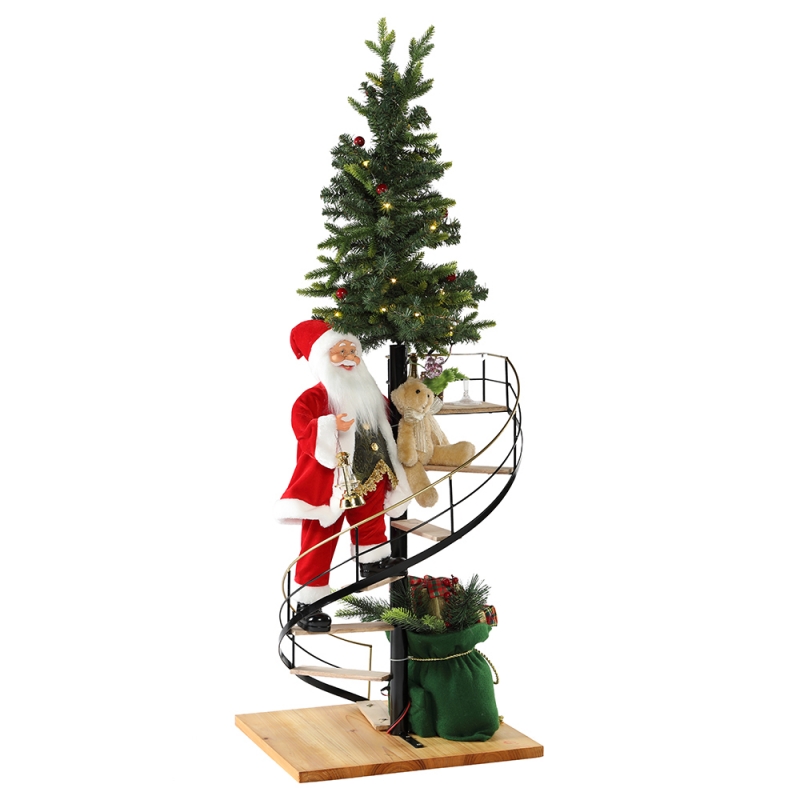 60cm jouluportaikko Joulupukki valaistus musiikillinen ornamentti koristelu festivaali lomamökki
