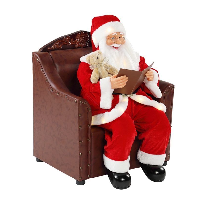 80cm sohva Santa Claus, jossa valaistus musiikillinen ornamentti joulukoristeita lomamökki perinteinen Xmas