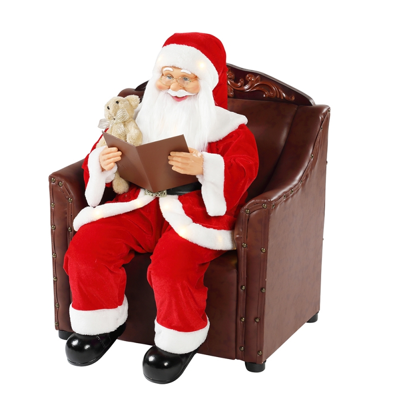 80cm sohva Santa Claus, jossa valaistus musiikillinen ornamentti joulukoristeita lomamökki perinteinen Xmas