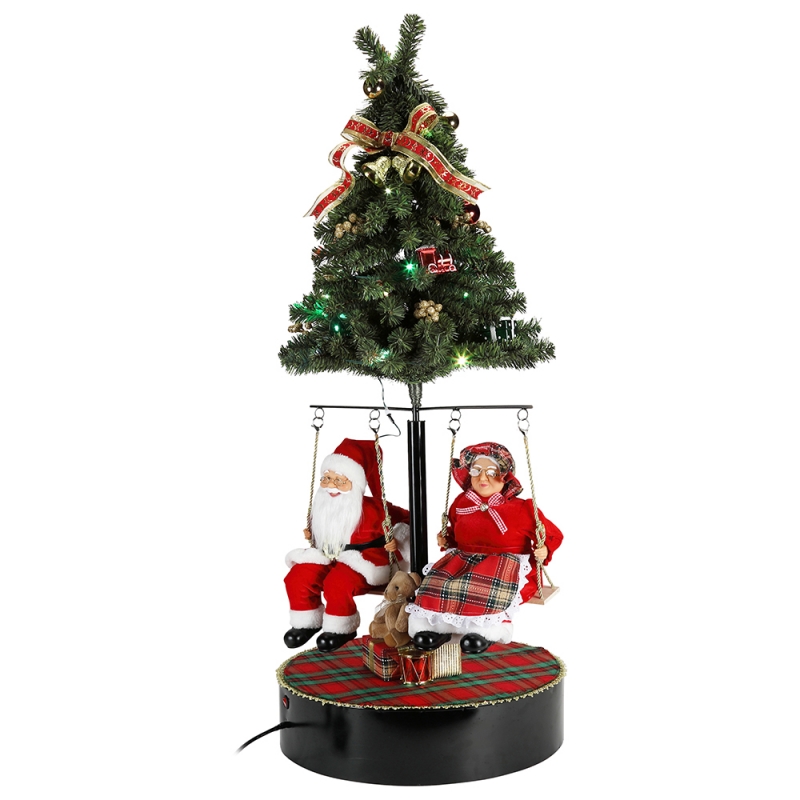 120cm Joulu Kierrä puu Joulupukki Musical Ornament Decoration Festival Holiday Figurine Collection Perinteinen