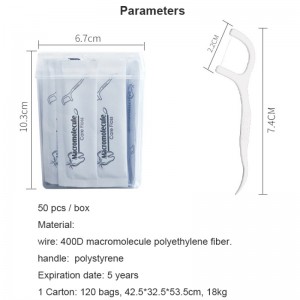 50 Picks Yksityinen etiketti Korkealaatuinen hammaslanka Floss Box suullinen hygienia Yksilöllisesti kääritty pakattu hammastikku kannettava hammaslanka