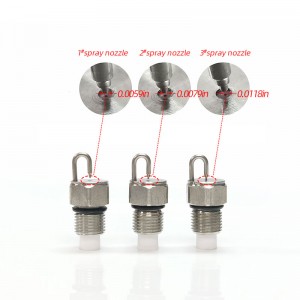 Rubiini osuu sumutussuuttimeen