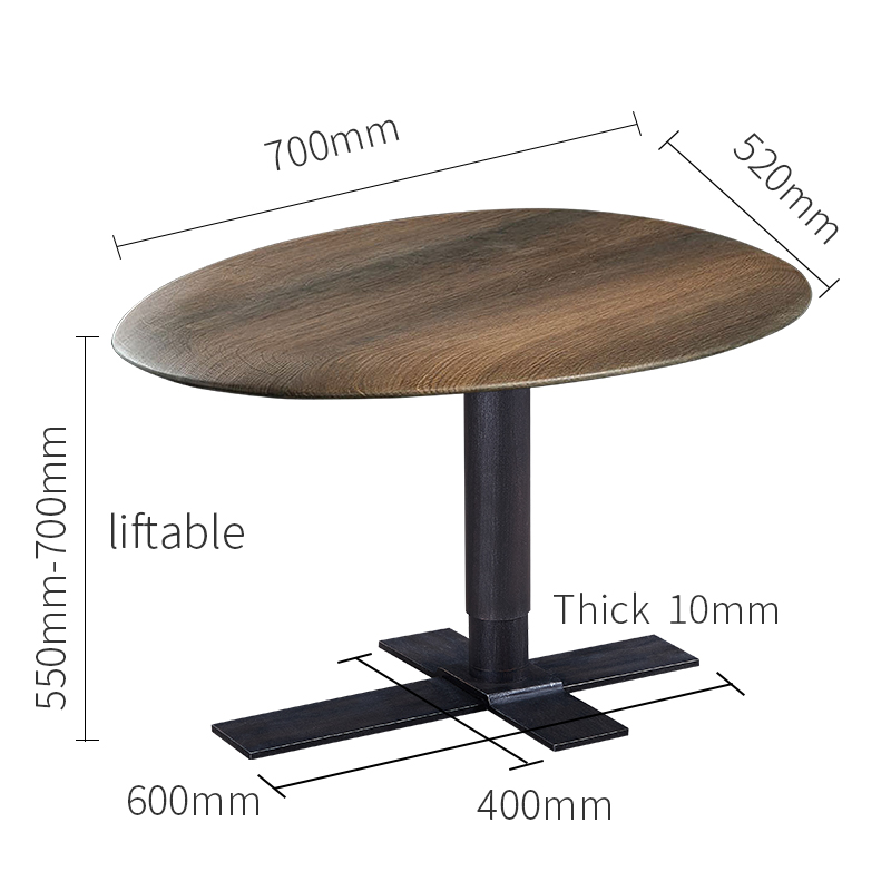 Moderni pähkinä Solid Wood Coffee Table Lift Multifunction Korkeus säädettävä sohva sivupöytä