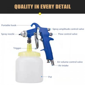 PQ-2 Air Spray Gun 2.0 mm suutin OEM tehdas Muovinen metalli Tehokas sumutus Pneumaattiset maalityökalut autolle ja huonekaluille