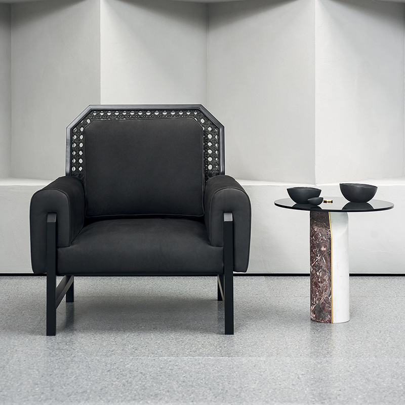 Italian muotoilu karkaistu lasi kahvipöytä Moderni marmori plintti pyöreä sivupöytä olohuoneen huonekalut