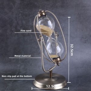 Ajastin metalli pyörivä hiekkakello eurooppalainen tyyli olohuone koristelu koriste syntymäpäivä lahja 30/60 min