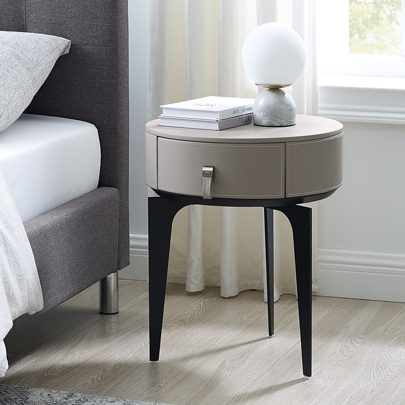 harmaanahka yöpöytä mini pieni moderni ylellinen pyöreä sängypöytä kapea