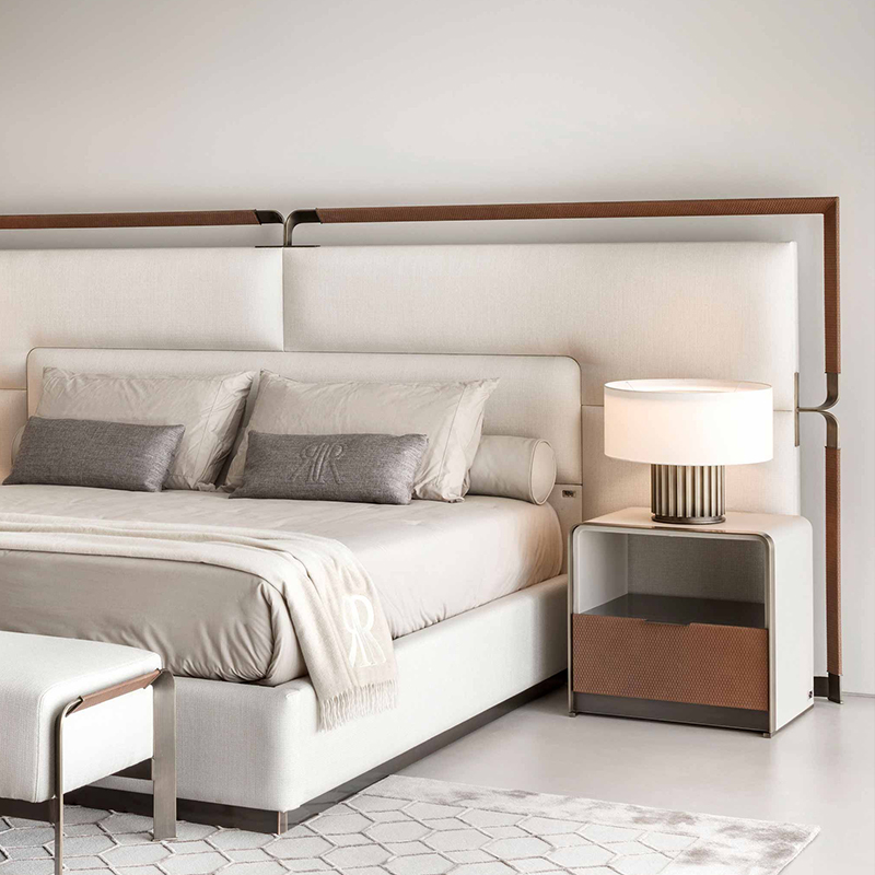 korkealaatuinen makuuhuone yöpöytä italialainen moderni muotoilu ylellinennahkainen sänkypöytä
