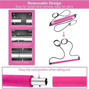 Pilates Baar -sarja, kannettava joogaharjoittelu Pilaatti -tikku, jossa vastusnauhajalkaa, kuntolaitteet