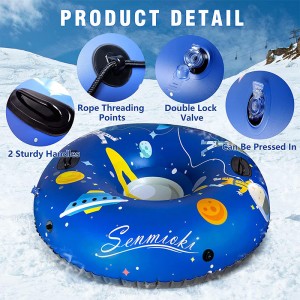 Talvi ulkona vanhempien ja lapsen lelut paksuuntunut kylmäkestävä tila puhallettava lumiputki