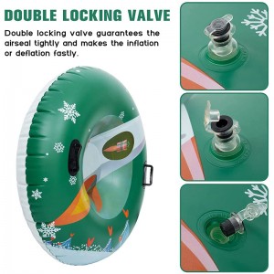 Puhallettavia lumiputkia kelkkasuhaa varten, lumikelka lapsille ja aikuisille, kelkkailulaiset pohjalla