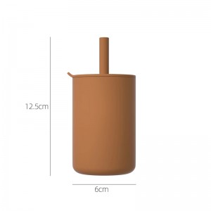 Vedenpitävä vuotokestävä kuppi silikonilla olkilla vauvan ruokintaan