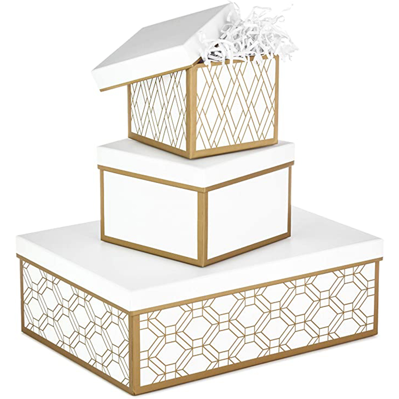 Hallmark -sisäkkäiset lahjapakkaukset kannet ja täyttö (3, valkoinen ja kulta, valikoituja kokoja) häät, morsiamen suihkut, morsiusneitot, joulu, Hanukkah, syntymäpäivät, ystävänpäivä \\\\\\ päivä