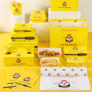Mukautettu ruoka Kraft Paper Lunch Box Fried Chicken Burger -pakkauslaatikko French Fries Box Pizza -mustekala -pallot pakkauslaatikko