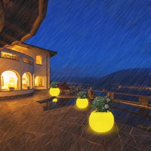 LED -pyöreä kukkaruukku ulkona puutarha Vedenpitävänurmikon kevyt joulujuhla maisemakoriste lamppu iso ladattava kasvien potin lattiavalaisin