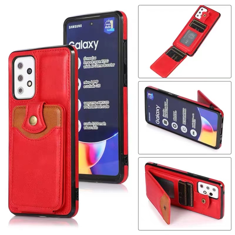 Soveltuu Samsung A52 -matkapuhelimen kotelokorttipakkauskoteloon voi laittaa useita kortteja, jotka ovat kattavia sivuja sykyttämisen vastaisen retro-nahkakuvion
