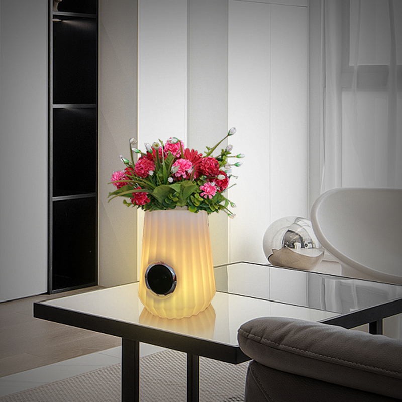 LED -valaistu kukkaruukku sisätiloissa/outdoor Creative Smart -pöytävalaisin olohuoneelle, makuuhuone, puutarhakoriste, himmennettavat jääkauhan LED -valot Bluetooth -kaiuttimella