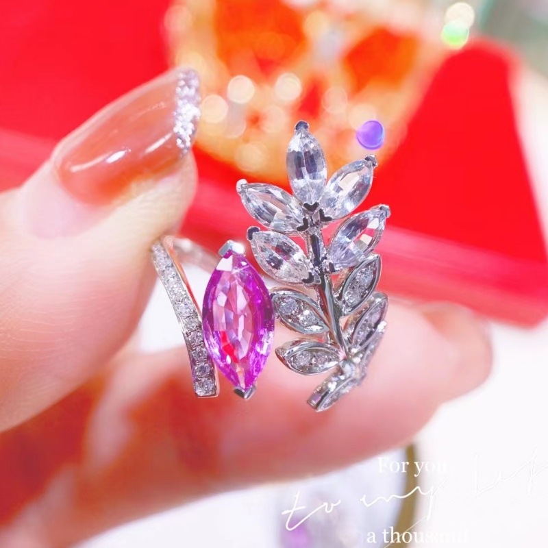 TUOCHEN -korut 18K kultainen uusi tyyli Marquis Diamond Leaf Ring