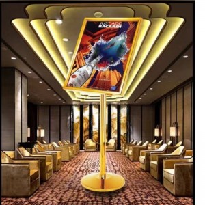 Hotellin ravintolan aula -tuotemerkinnäyttöteline mainosteline