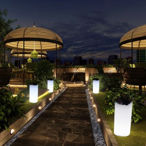 Ulkopuutarha -LED -valaistut kukkaruukut, RGB -värisävyt muovinen LED -valaistu kukkaruukut häät, tapahtumajuhlat, hotelli, ostoskeskuksen avajaiset (vedenpitävä IP68)