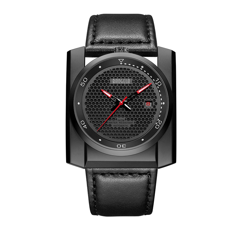 Baogela New Sports Watch Miesten trendi Big Dial Square Men -kello valaiseva vesitiivis automaattinen mekaaninen kello 6775