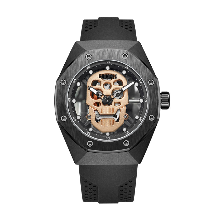 Baogela Skeleton tarkkailee miehiä, jotka ontto vedenpitäväksi rannekellolle Skull Dial Sotilas Sports Watch Man Relogios Masculino 1902