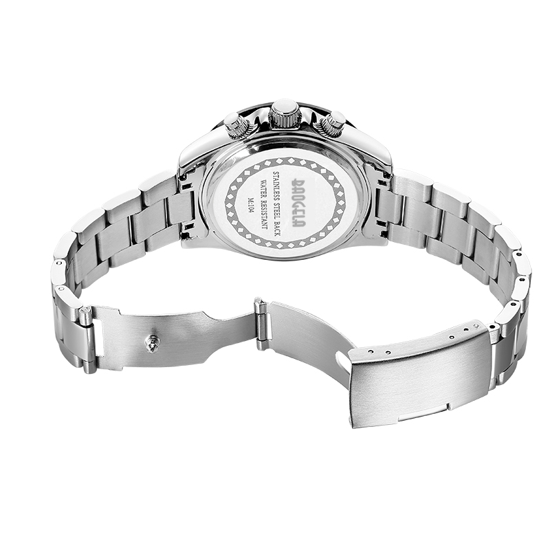 Baogela Men Watch Top Brand Luxury Sports Quartts Watches Ruostumattomasta teräksestä valmistettu hihna vesitiivis Chronographwatch 2210 Black White