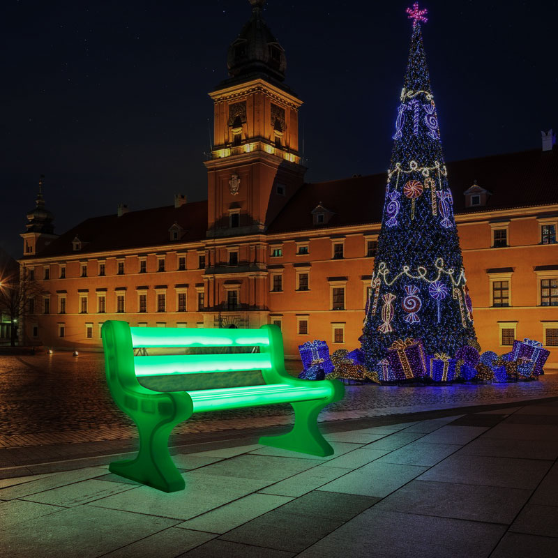 Halpa LED -valaistu ulkopenkki myytävänä, RGB Color Challen Muovinen säänkestävä LED -aulan penkki puutarhaan, puistoon, terassiin