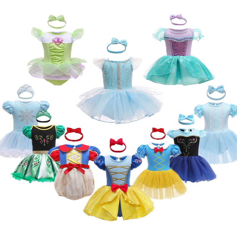 Halloween Girls Princess Romper 1 2 -vuotias syntymäpäivämekko hienoja keijuvaatteita vastasyntyneille Elsa Ariel Rapunzel Belle pukeutuu