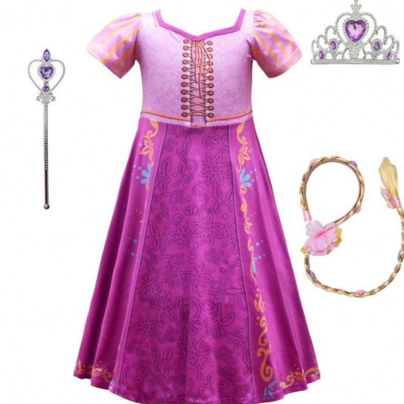 Uusi tyyli Rapunzel Girls Long Dress cosplay -puku jääprinsessa sarjakuvahame juhliin 3753