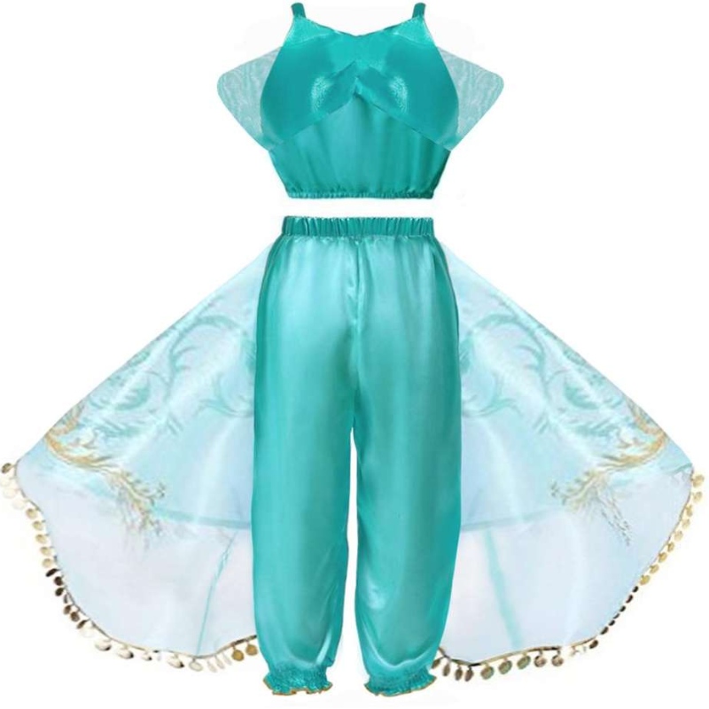 Tytöt fancy mekko lasten halloween puku cosplay vaatteet lil girls prinsessa jasmine juhlapuku