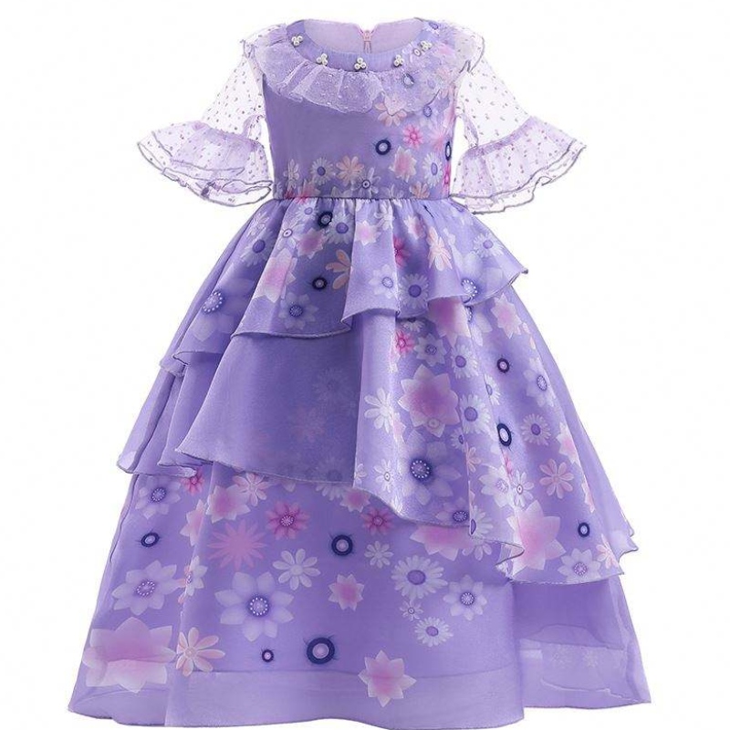Baige cosplay Isabella Purple Anime Encanto Dress Carnival Party Princess -puku tytöille