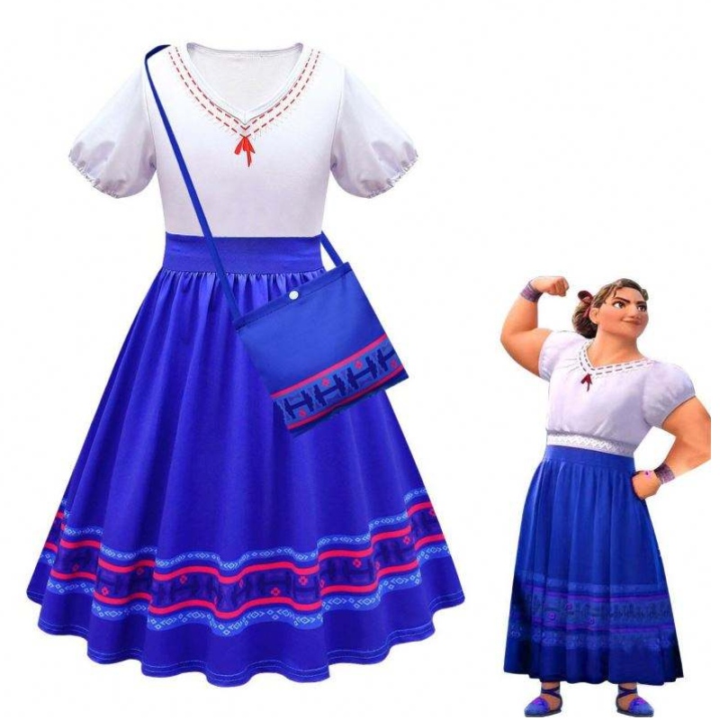 Baige Girls Encanto -mekot cosplay mirabel -puvut fancy lapset prinsessa vaatteet lapset syntymäpäivä karnevaalijuhlat en Encanto -mekko
