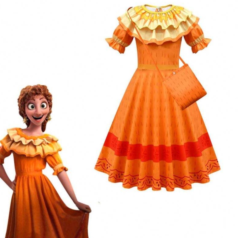 Baige Girls Encanto -mekot cosplay mirabel -puvut fancy lapset prinsessa vaatteet lapset syntymäpäivä karnevaalijuhlat en Encanto -mekko