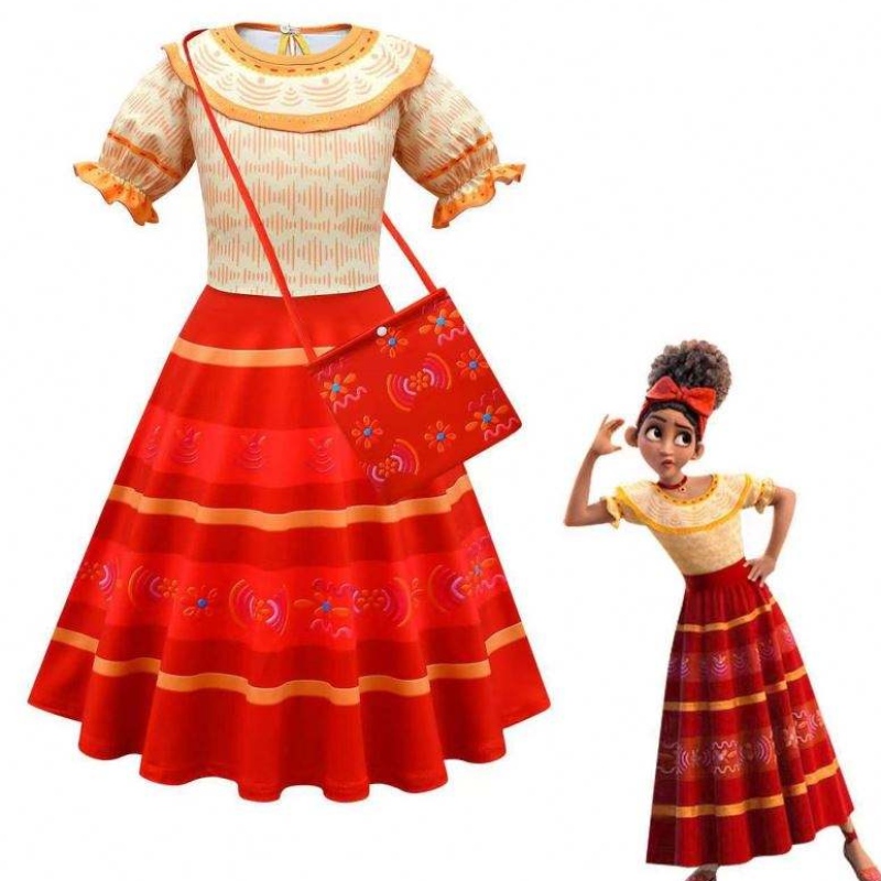 Baige Girls Encanto -mekot cosplay mirabel -puvut fancy lapset prinsessa vaatteet lapset syntymäpäivä karnevaalijuhlat en Encanto -mekko