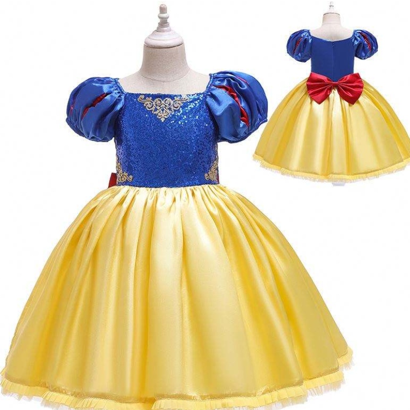 Baige Uusi saapuminen Lyhyt hihat Lumivalkoinen frock Girl Christmas Halloween -juhlpuku D0677