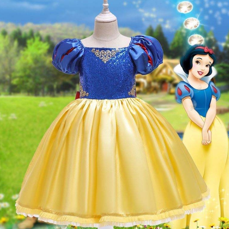 Baige Uusi saapuminen Lyhyt hihat Lumivalkoinen frock Girl Christmas Halloween -juhlpuku D0677