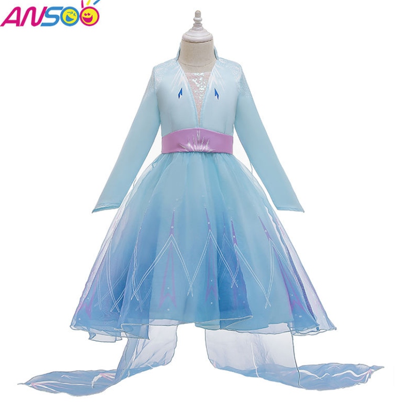 Ansoo Uusimmat lapset kuuluisuudet vaatteet Prinsessa Elsa Wear -mekko Halloween -puvut tytöille