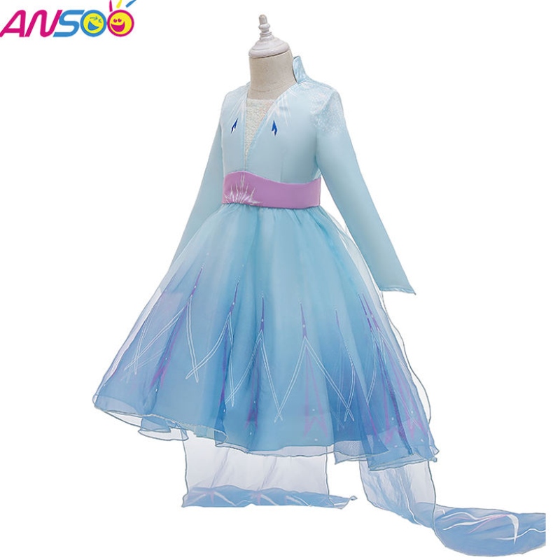 Ansoo Uusimmat lapset kuuluisuudet vaatteet Prinsessa Elsa Wear -mekko Halloween -puvut tytöille