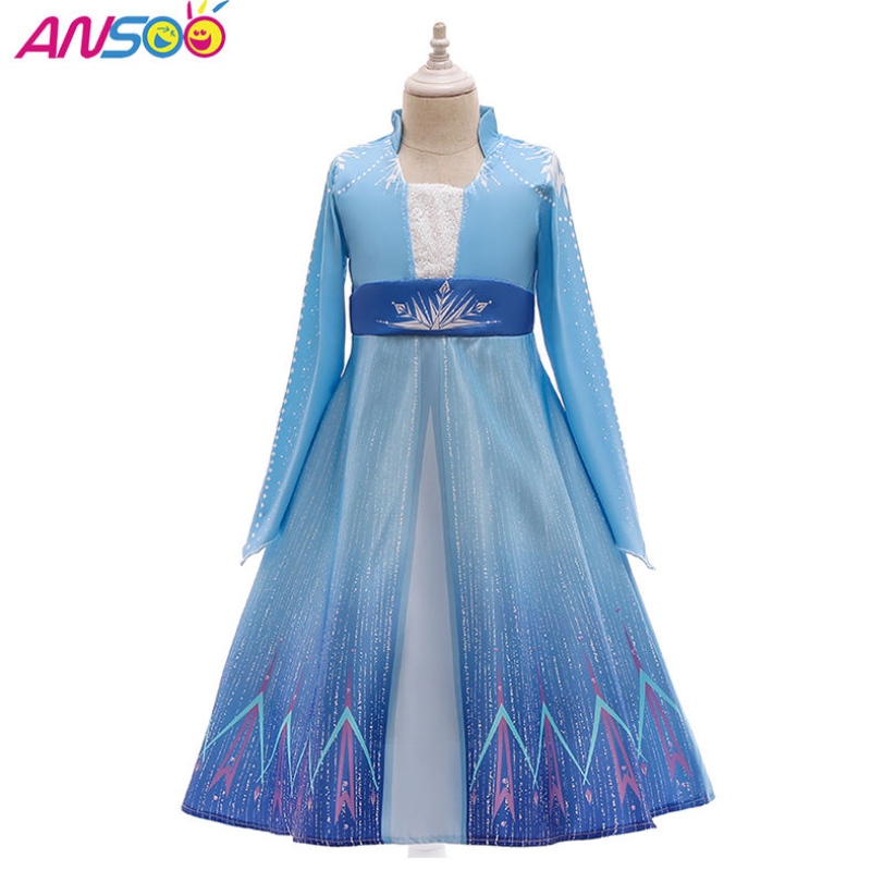 Ansoo Kids Elsa Princess -mekko Halloween Cosplay Fancy Party Dress Up Anna Elsa -puku tytöille