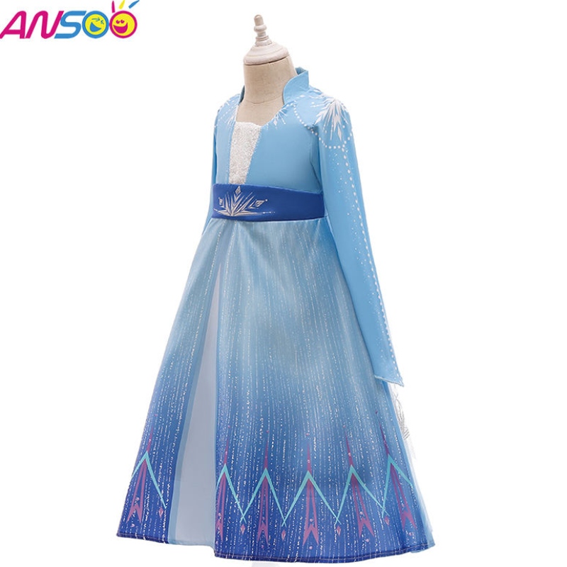 Ansoo Kids Elsa Princess -mekko Halloween Cosplay Fancy Party Dress Up Anna Elsa -puku tytöille