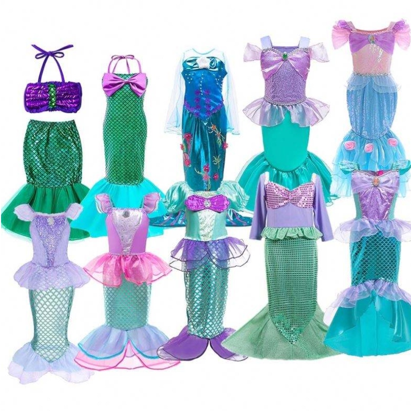 Tytöt Pikku merenneito Halloween Prinsessa Pukulapsi Ariel Dress Kids Christmas Carnival Syntymäpäiväjuhlat Fancy asu vaatteet