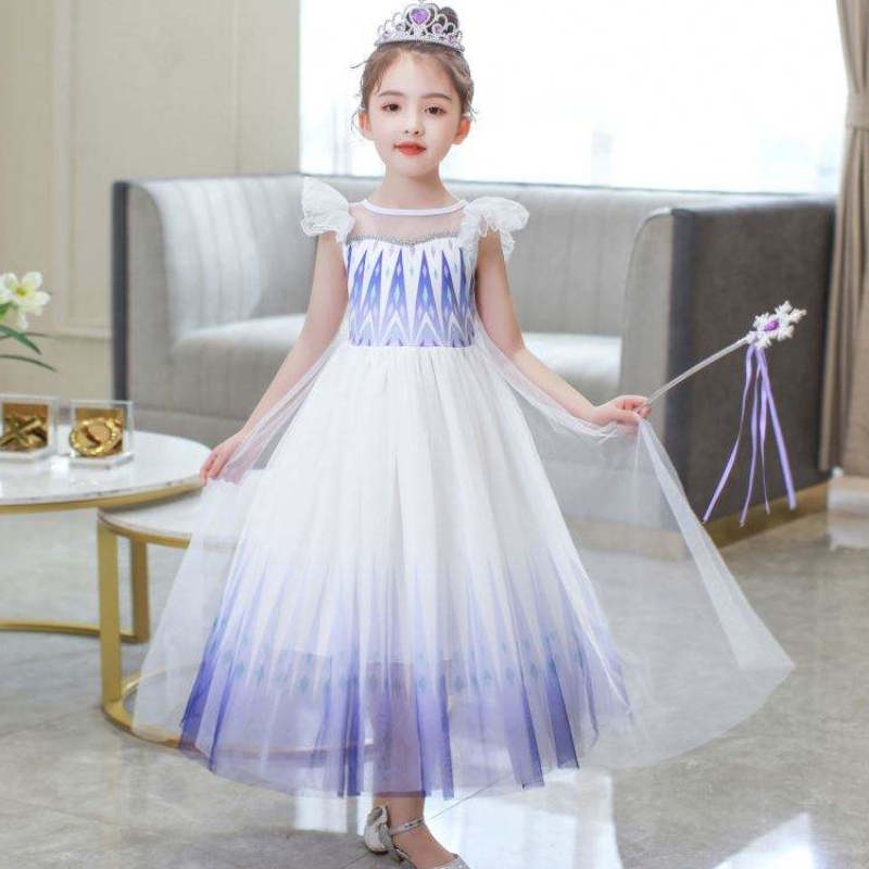 Tukkumyynti 3-10 vuotta Prinsessa Snow Queen Elsa Queen -mekko asusteilla Crown Braid Wand HCGD-029
